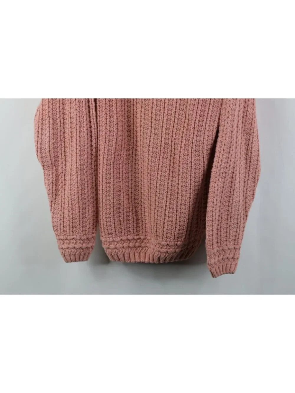 Vintage 90s Streetwear Women XS Blank Chunky Ribbed Knit Crewneck Sweater Pink
